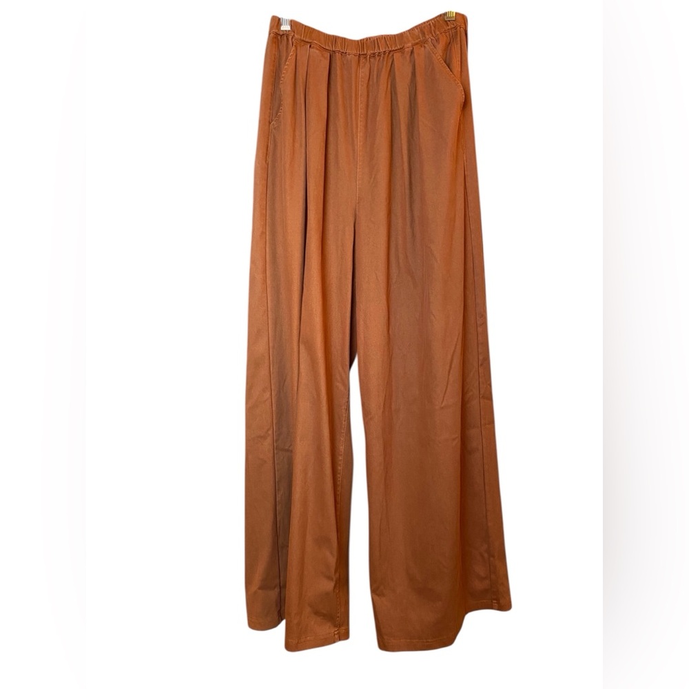 High waisted palazzo wide leg light denim pants M Trousers